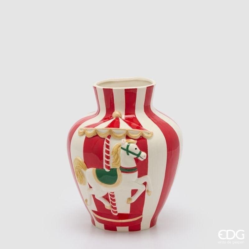 Vaso giostra con cavallo in ceramica EDG 22 cm. Scopri il complemento natalizio perfetto per la tua casa. Acquista online su Savino Arte e Design!