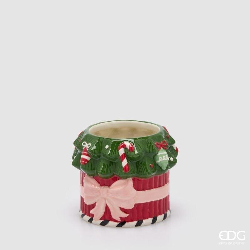Vaso natalizio con fiocco in ceramica EDG 14 cm. Scopri il complemento festivo perfetto per la tua casa. Acquista online su Savino Arte e Design!