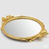 Vassoio a specchio ovale con cornice e fiocchi oro EDG lunghezza 51 cm. Elegante centro tavola di design neoclassico. Acquista su Savino Arte e Design!