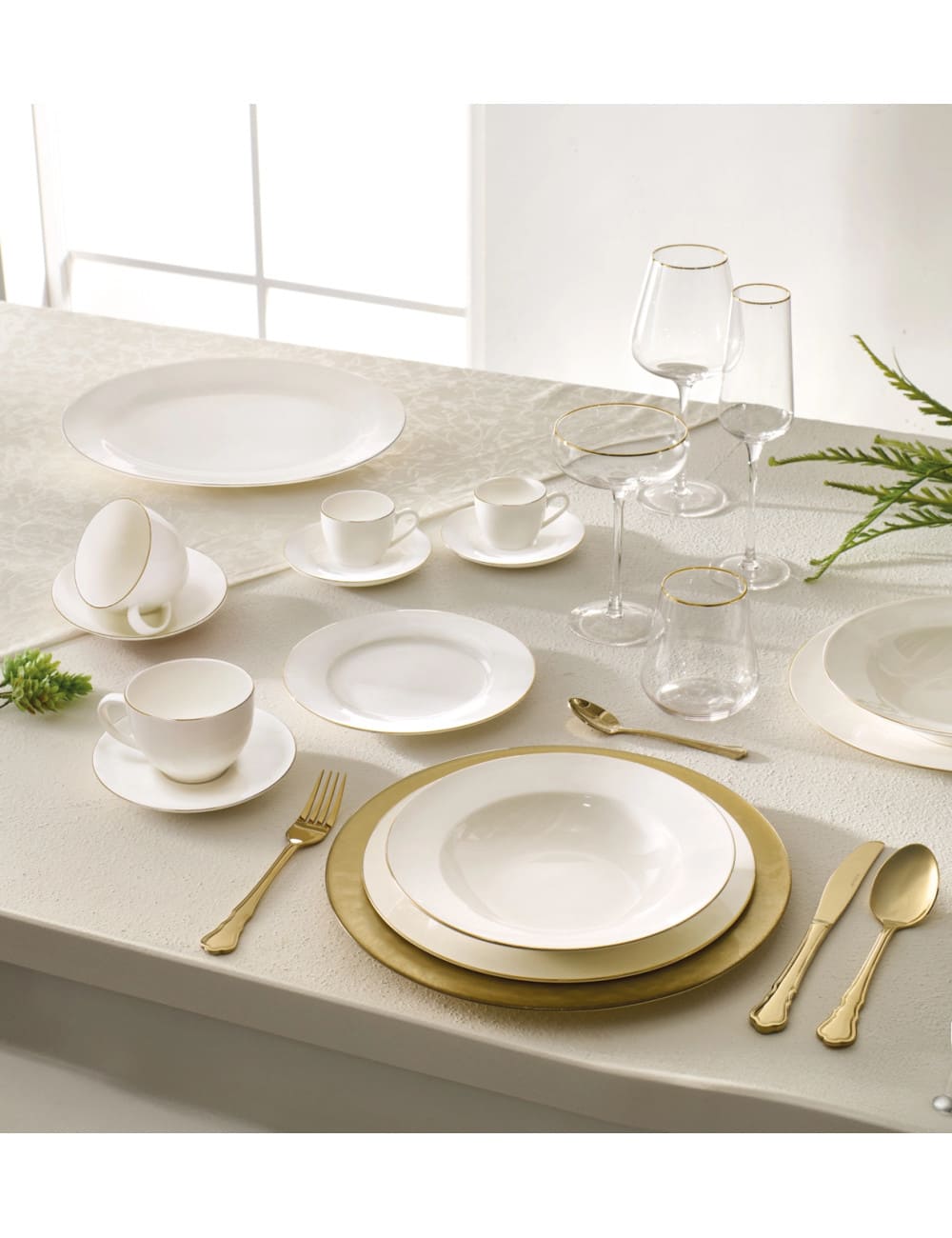 BRANDANI Servizio di Piatti 18 Pezzi Filo Oro in New Bone China - immagine 2