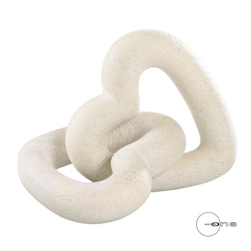 Scultura decorativa da tavolo con cuori intrecciati Mascagni in resina effetto legno. Elegante oggetto d'arredo e idea regalo.
