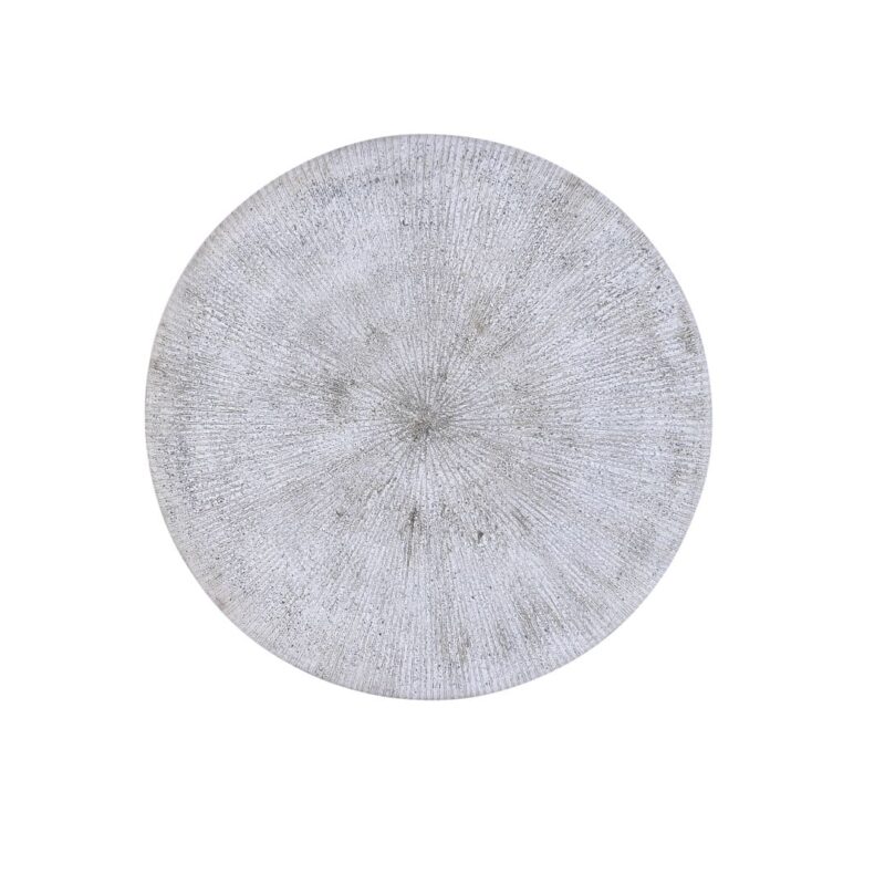 Decorazione murale tonda 120 cm in MDF con finitura argento e rilievi a raggiera. Quadro scultoreo moderno di grande impatto. Acquista su Savino Arte e Design!