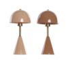 Lampada da tavolo a fungo in metallo rosa cipria con fusto dorato 17x35 cm. Design moderno e ricercato, vendita pezzo singolo.