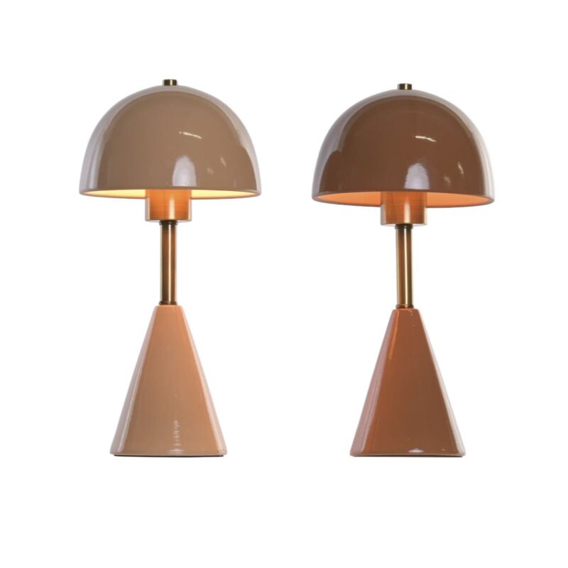 ITEM Lampada da Tavolo Moderna a Fungo in Metallo Rosa e Oro 17x35 cm - immagine 3