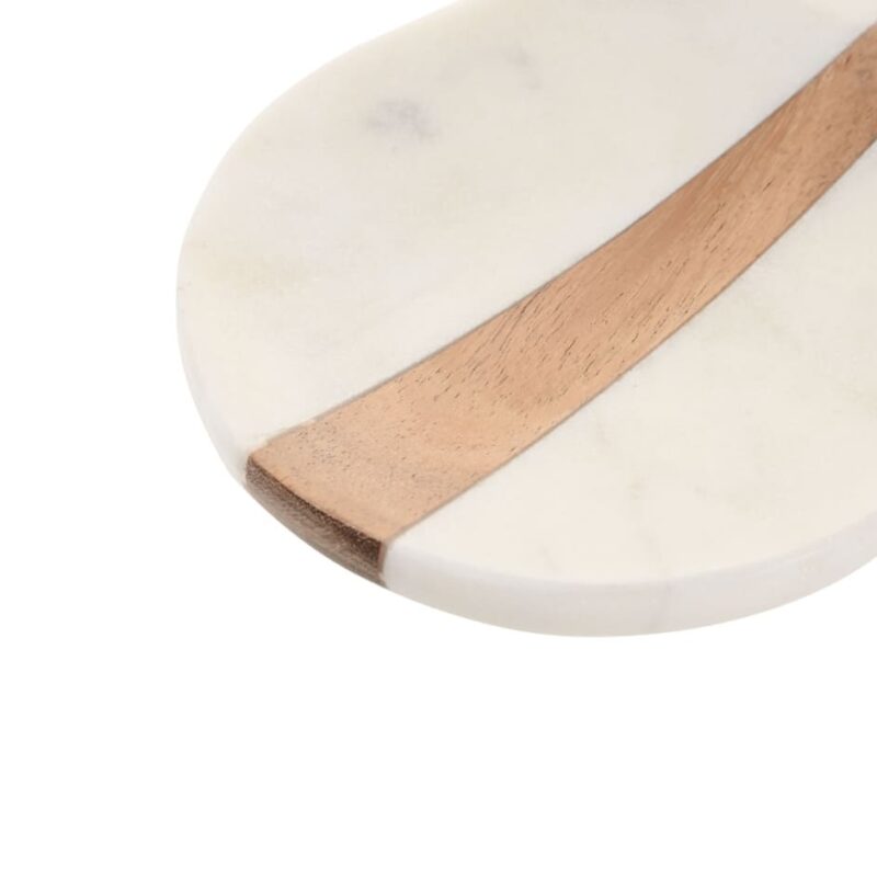 Alternative view of ITEM Poggiamestolo in Marmo Bianco e Legno di Acacia