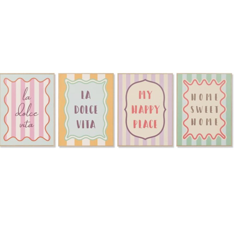 Quadretto con scritte simpatiche 30x40 cm con cornice. Grafica pop pastel "La Dolce Vita", "My Happy Place" o "Home Sweet Home". Vendita pezzo singolo. Acquista su Savino Arte e Design!