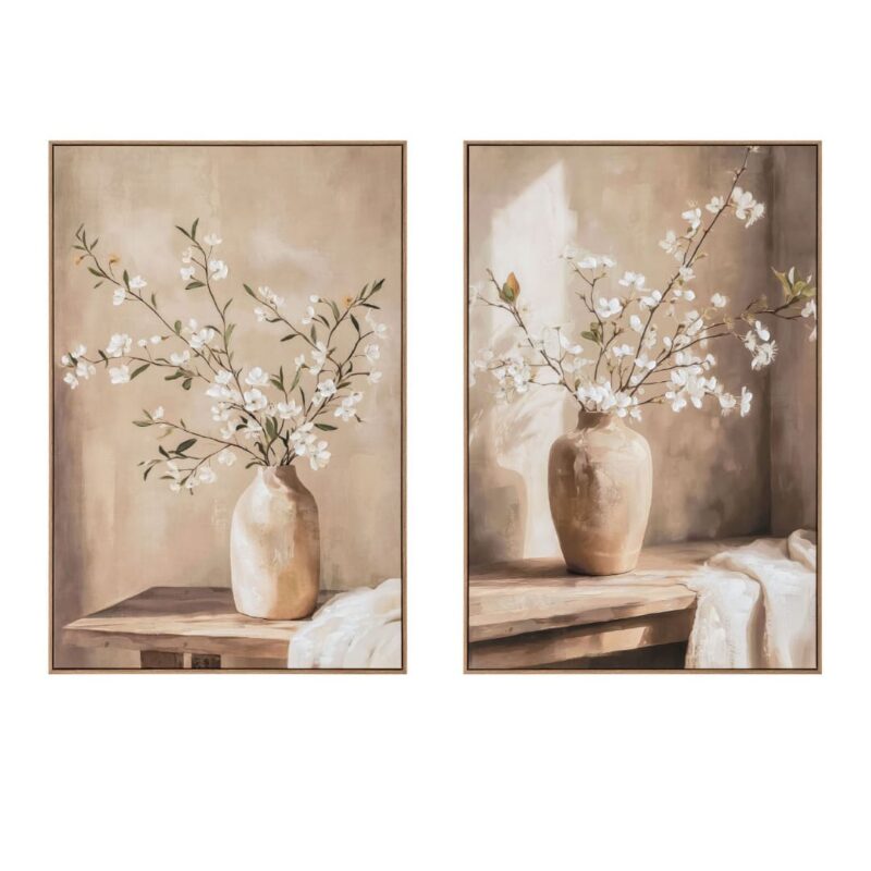 Quadro su tela 82x122 cm con vaso e fiori, finiture dipinte a mano e cornice inclusa. Vendita al pezzo singolo in varianti assortite. Acquista su Savino Arte e Design!