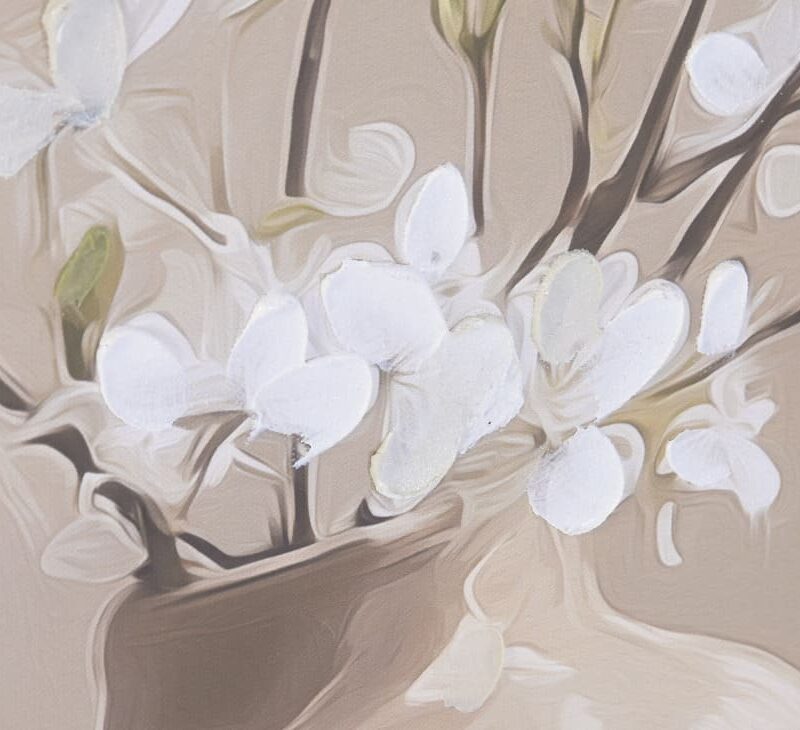 Quadro su Tela 82x122 con Vaso di Fiori Dipinto a Mano e Cornice - immagine 3