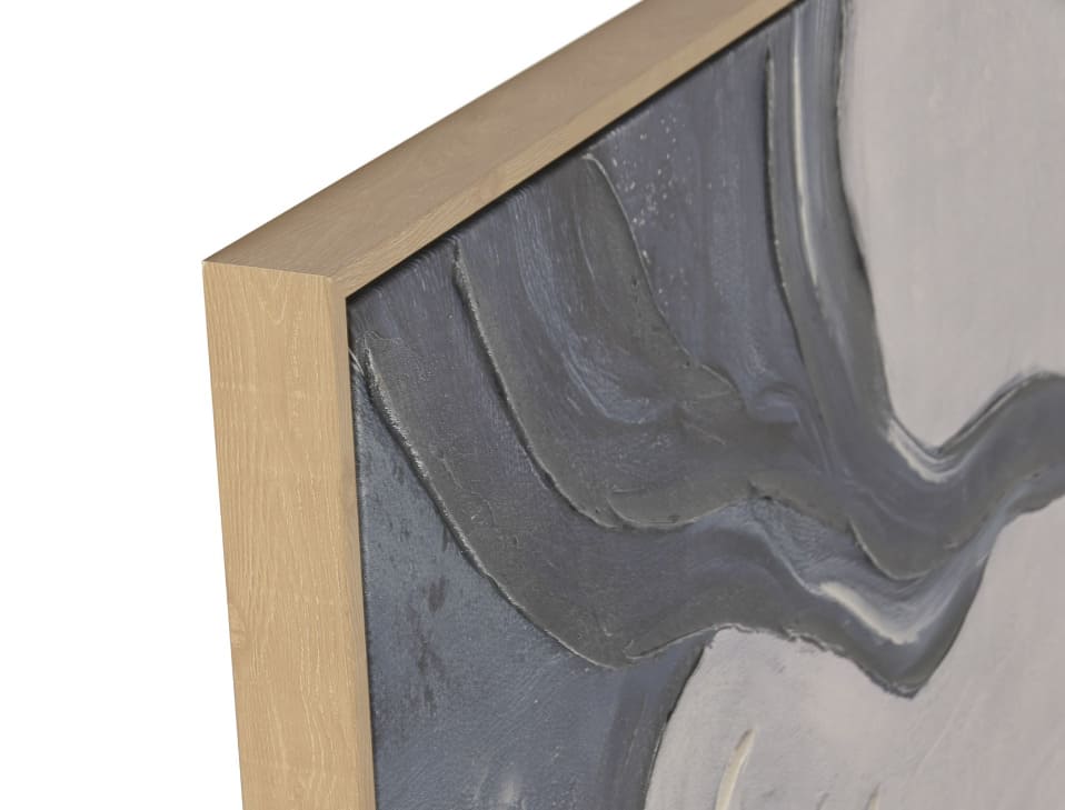 Quadro Moderno Astratto 82x122 su Tela Blu Notte e Bianco con Cornice - immagine 2