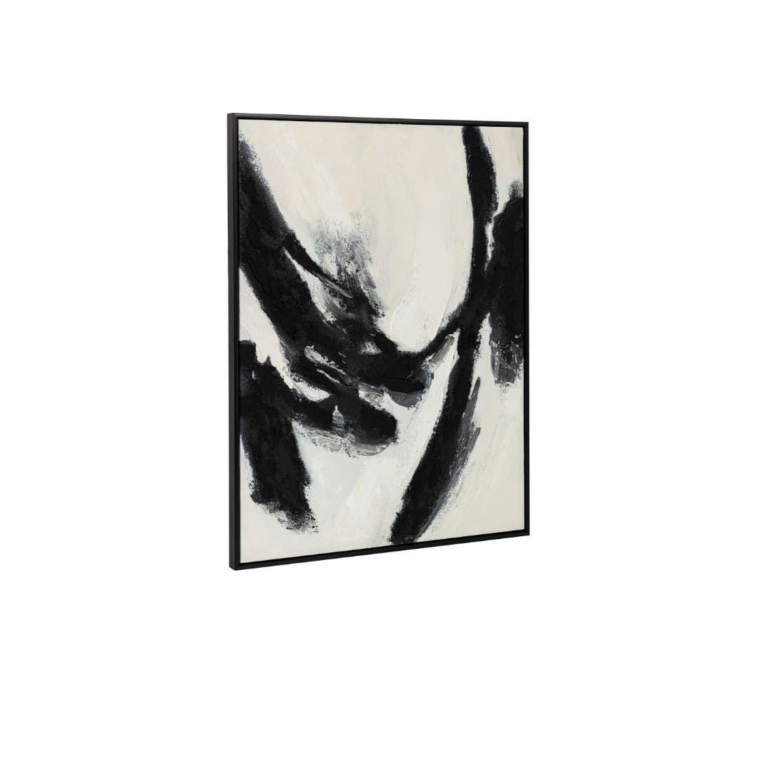Quadro Astratto Moderno 60x80 Nero e Bianco su Tela con Cornice - immagine 2