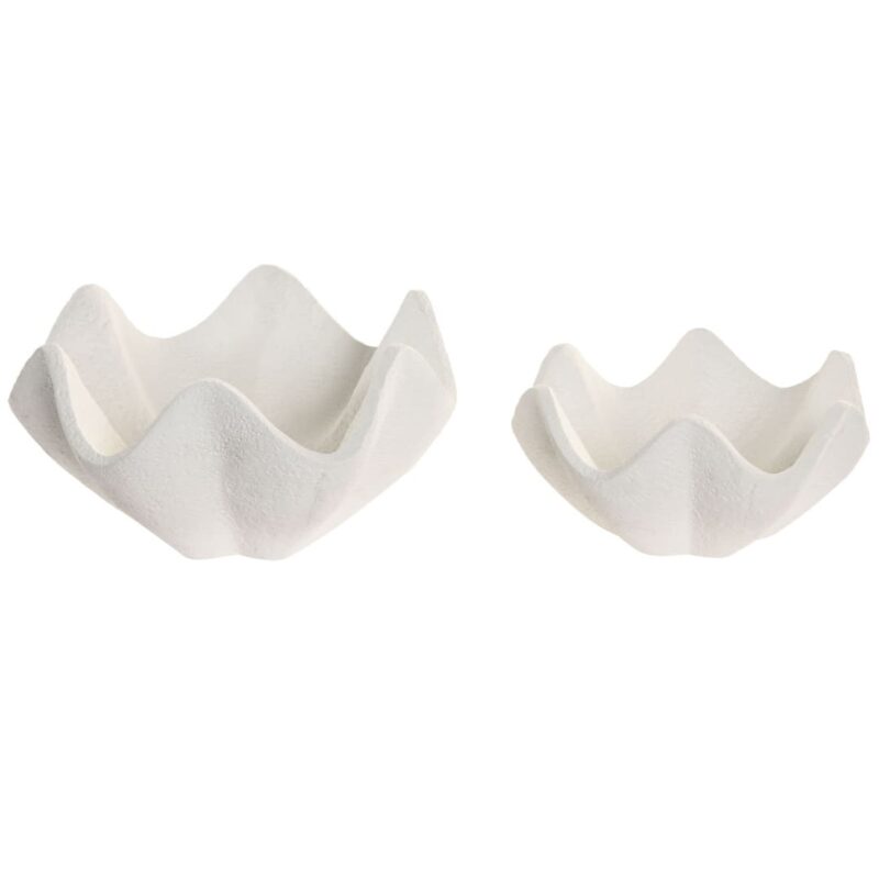 Coppia di centrotavola in cemento chiaro 23,5x26x13 cm. Design moderno ondulato per un arredo materico e di stile. Acquista su Savino Arte e Design!
