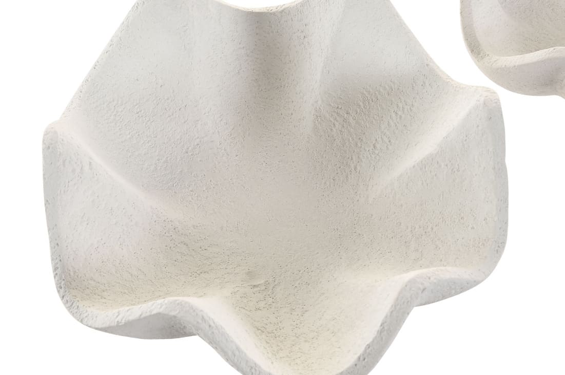 ITEM Set di 2 Centrotavola Scultorei in Cemento Chiaro a Onde - immagine 2