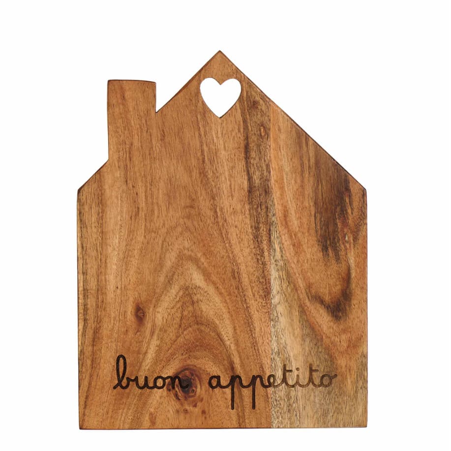SIMPLE DAY Tagliere a Forma di Casetta in Legno con Decoro "Buon Appetito" - immagine 2
