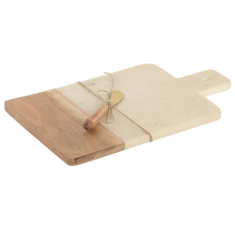 Alternative view of ITEM Tagliere per Formaggi in Marmo Bianco e Acacia con Coltello Spalmabile