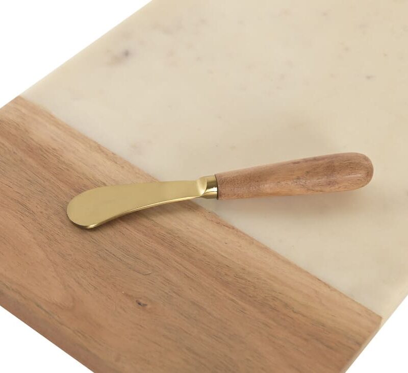 ITEM Tagliere per Formaggi in Marmo Bianco e Acacia con Coltello Spalmabile - immagine 3