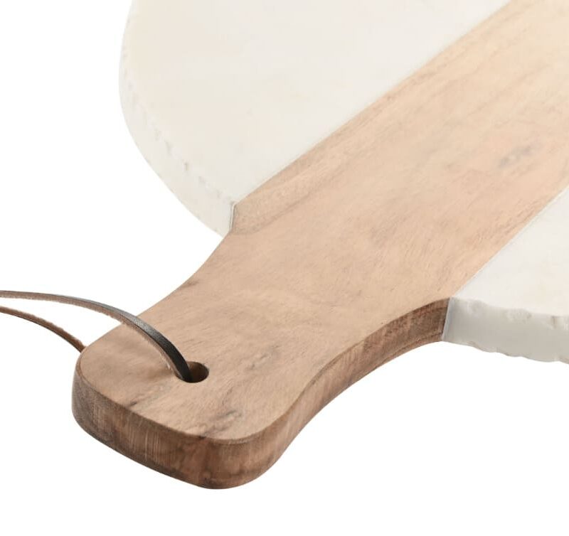 Alternative view of ITEM Tagliere Tondo in Marmo Bianco con Inserto e Manico in Acacia
