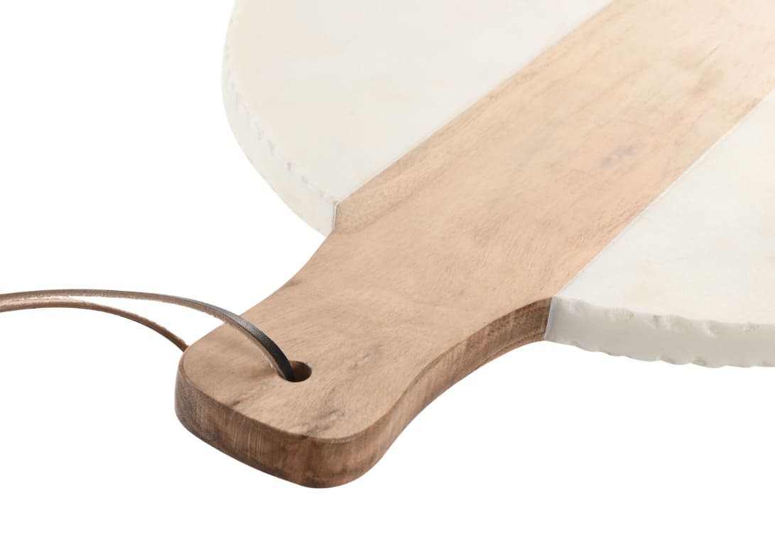 ITEM Tagliere Tondo in Marmo Bianco con Inserto e Manico in Acacia - immagine 2
