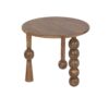 Tavolino da salotto tondo in legno massello di mango con gambe scultoree a sferoidi. Design unico per il soggiorno. Acquista su Savino Arte e Design!
