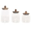 Tris barattoli in vetro borosilicato scanalato con tappo ermetico in legno. Set salvaspazio per la cucina. Acquista online su Savino Arte e Design!