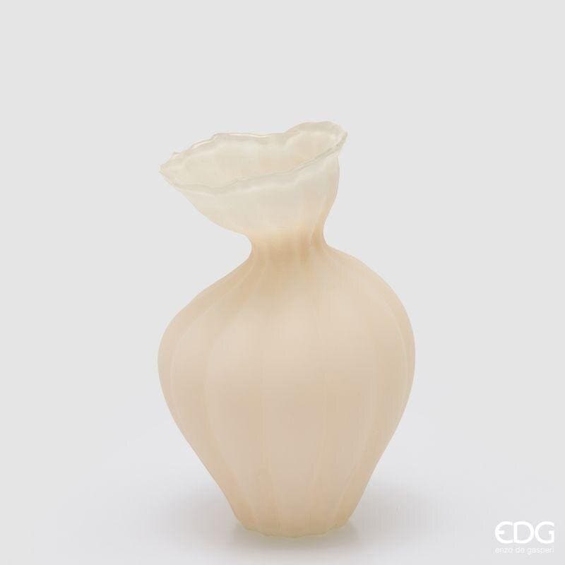 Vaso Flow EDG Enzo De Gasperi H 30,5 cm in vetro satinato color avorio a forma di fiore. Trasparenza delicata. Acquista su Savino Arte e Design!