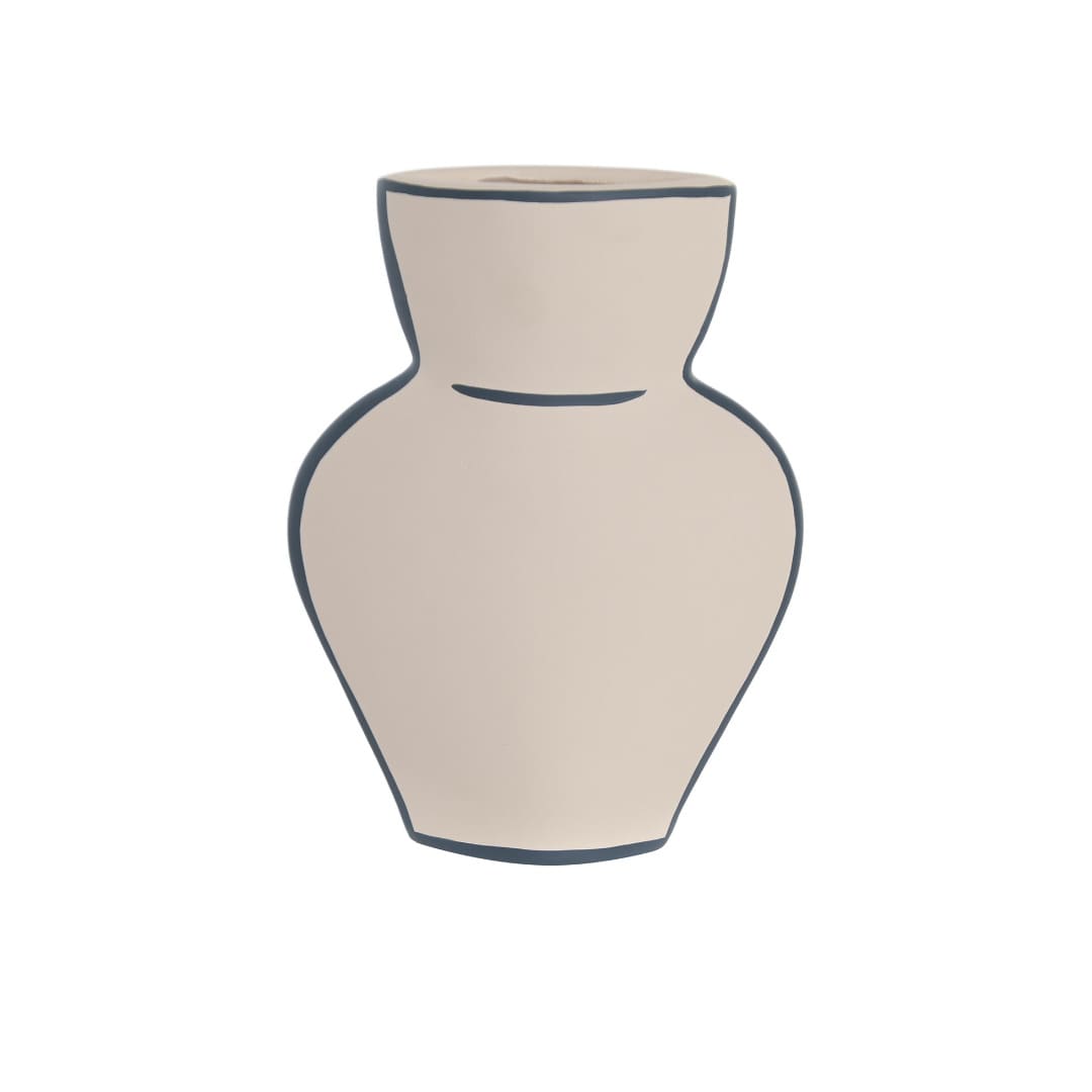 Vaso in terracotta dipinta a mano 18x25 cm. Design artigianale per fiori secchi ed arredo casa. Acquista online su Savino Arte e Design!