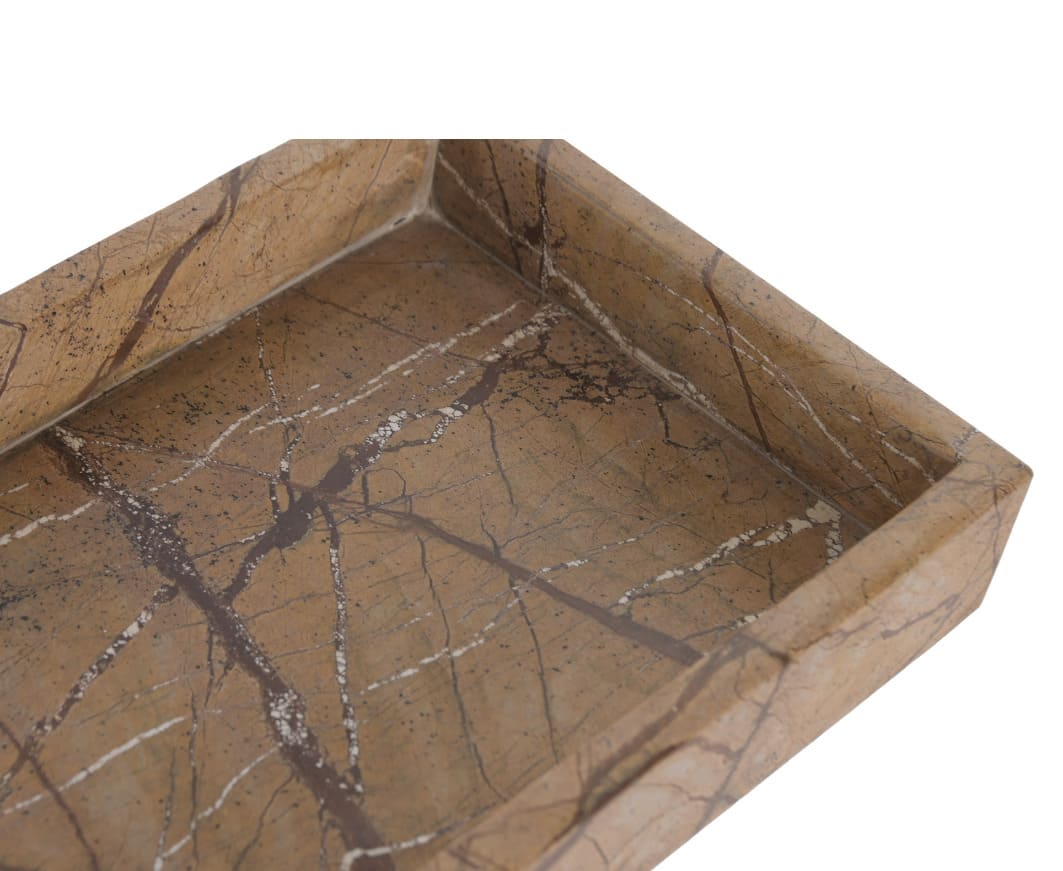 ITEM Vassoio Svuotatasche Rettangolare in Marmo Marrone 30,5x15,5 cm - immagine 2