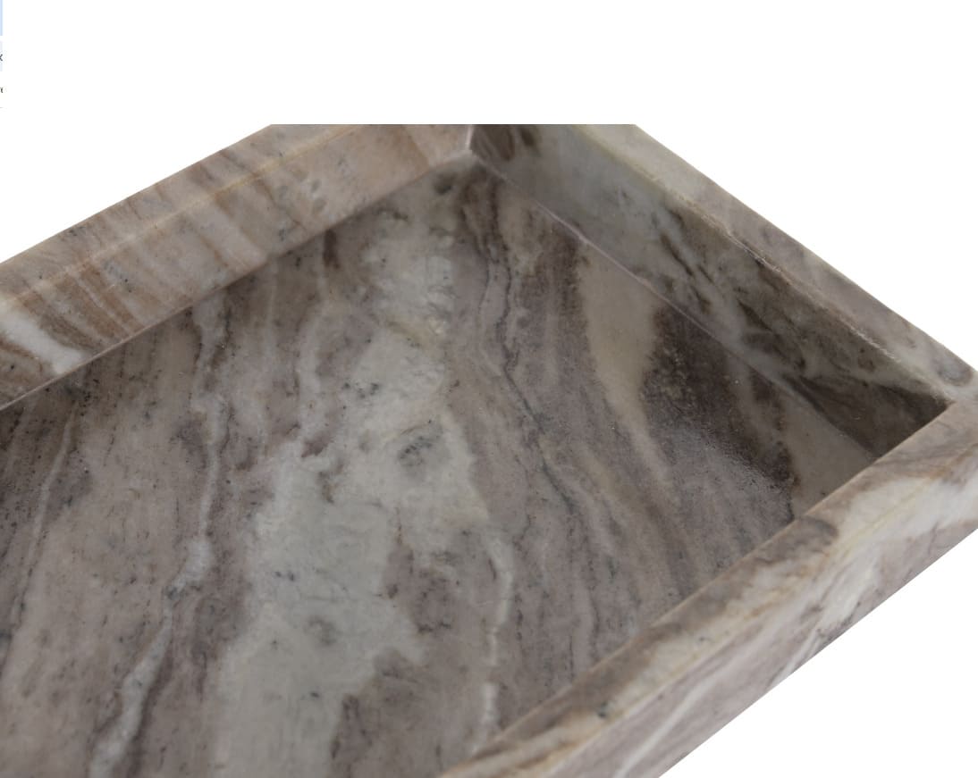 ITEM Vassoio Svuotatasche Rettangolare in Marmo Marrone Chiaro 30,5x15,5 cm - immagine 2